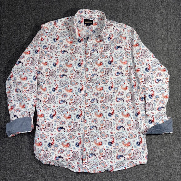 Daniel Cremieux Other - Cremieux Premium Paisley Button Down Shirt Tall 2XT Stretch White/Red Colorful